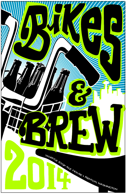 "Bikes & Brew" Poster by Kelly Affleck