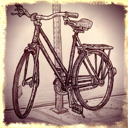 "My Old Bike" by Dave Cohen, Pen and Ink